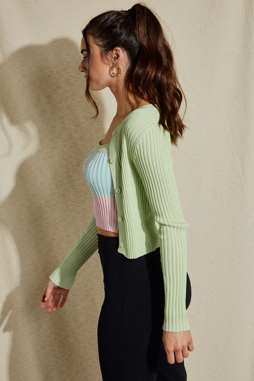 PASTEL STATE OF MIND TOP & CARDI SET